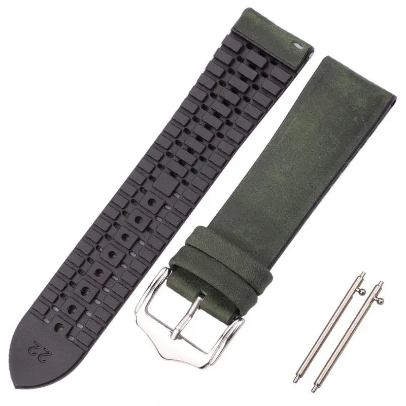 PL Collection Cowhide And Silicone Universal Watch Band 18mm 20mm 22mm Pinnacle Luxuries