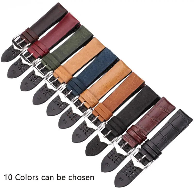 PL Collection Cowhide And Silicone Universal Watch Band 18mm 20mm 22mm Pinnacle Luxuries