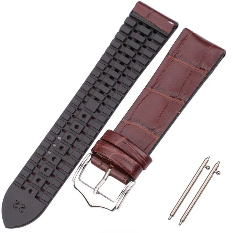 PL Collection Cowhide And Silicone Universal Watch Band 18mm 20mm 22mm Pinnacle Luxuries