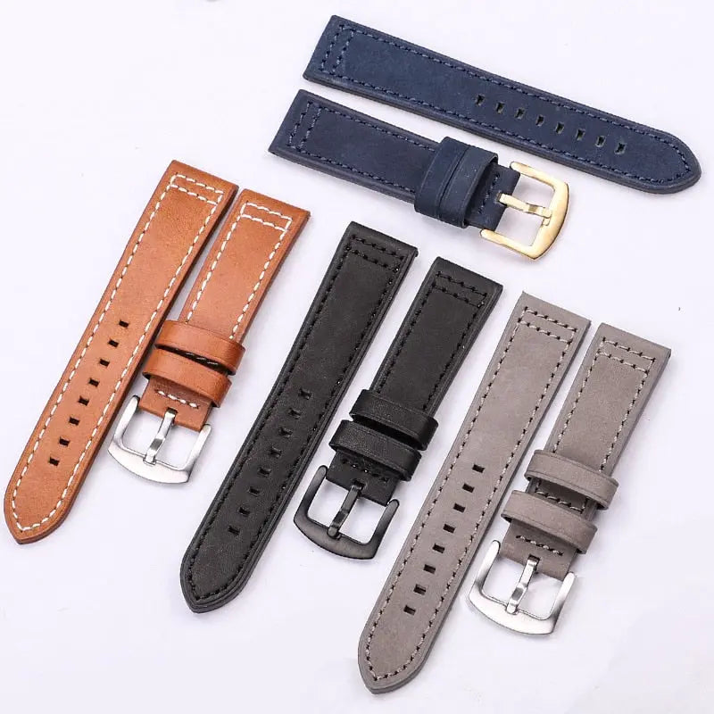 PL Genuine Cowhide Hand Stitched Leather Watch Band 18mm 20mm 22mm 24mm Pinnacle Luxuries