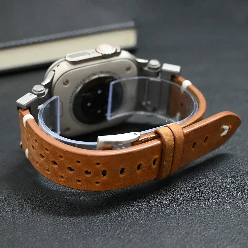 Luxury Leather Band for Apple Watch Ultra 2 49mm Series 10 46mm 9 8 7 45mm Correa Strap for iWatch 6 5 4 Se 3 44mm 42mm Bracelet Pinnacle Luxuries