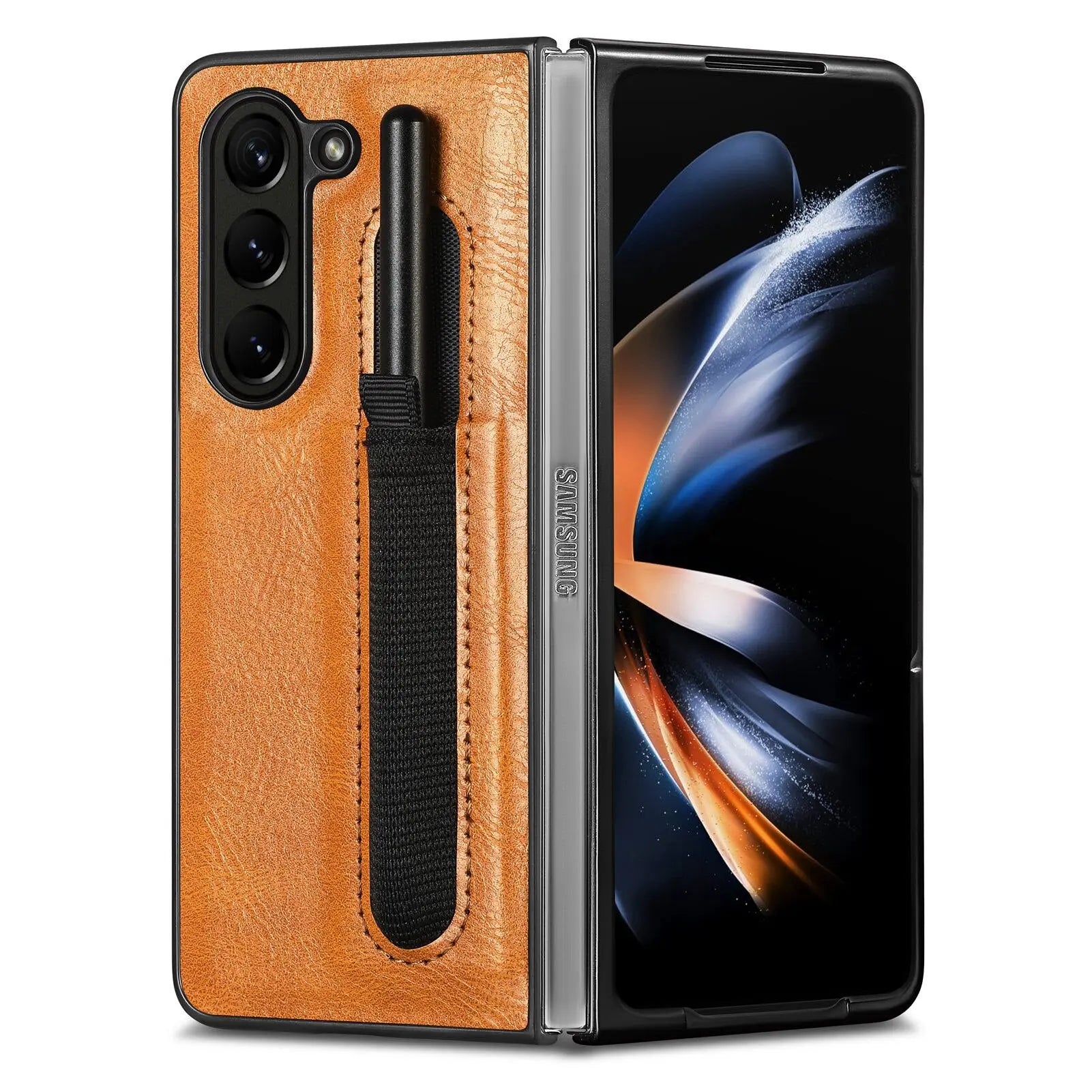 Business Leather Case for Samsung Galaxy Z Fold 5 Fashion with Pen Holder Slim and Fit Original Touch Anti-drop Phone Cover Pinnacle Luxuries