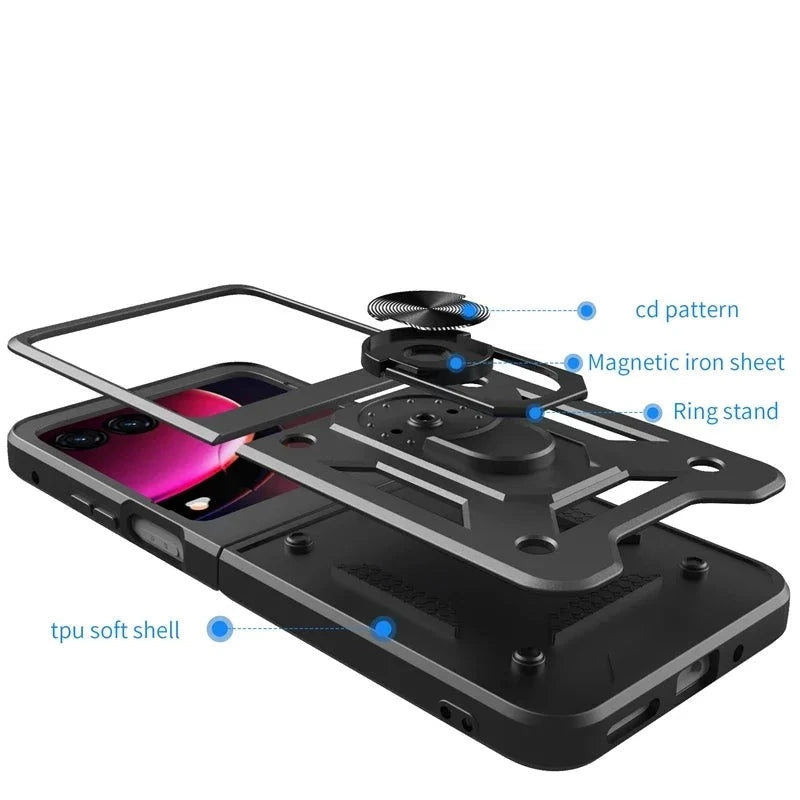 Armor Shockproof Case with Ring Magnetic Holder for Motorola Razr 2024 and Razr Plus 2024