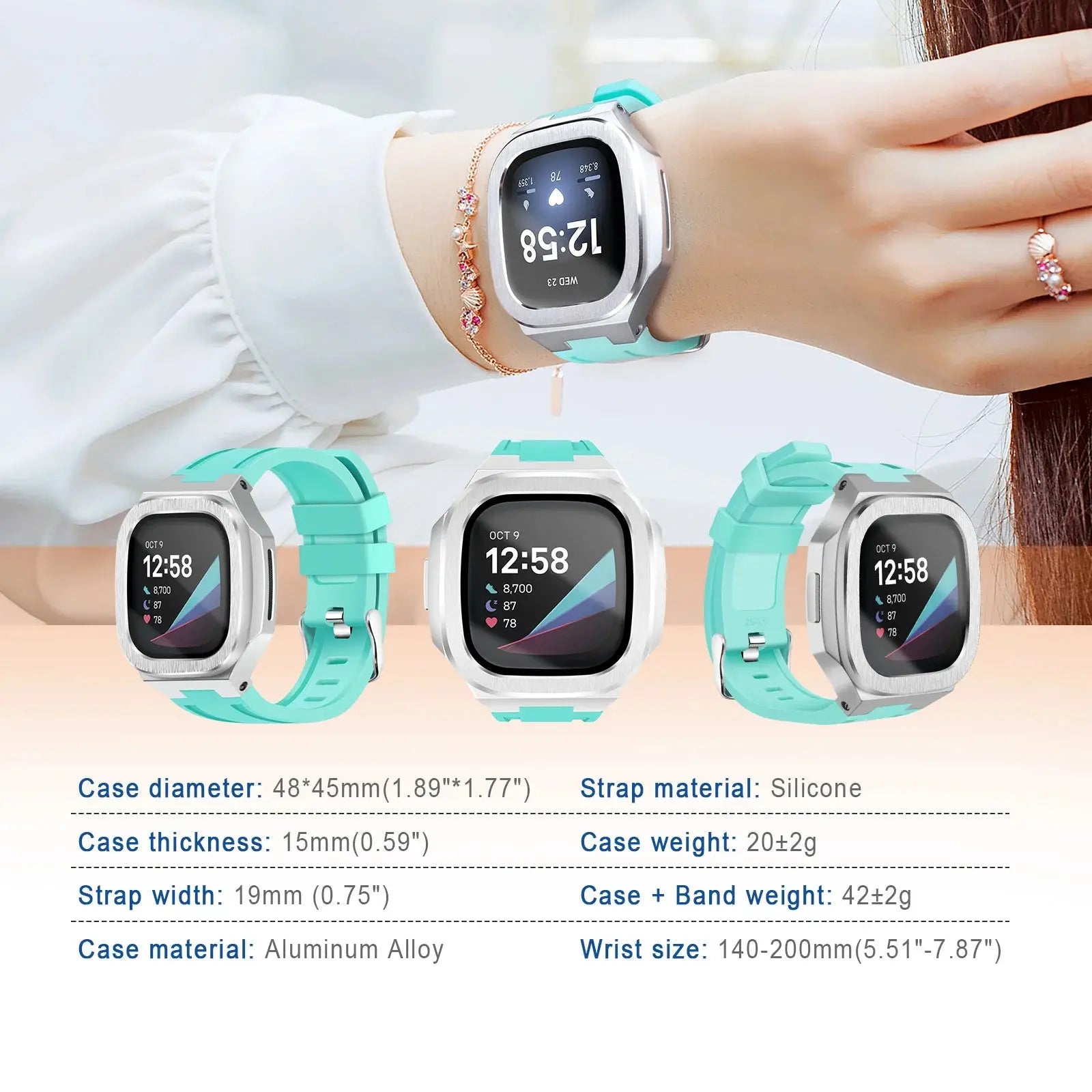 Smart Watch Case for Fitbit Versa 3 4/ Fitbit Sense 2 Ultra Thin Glass Screen Protector Sports Strap for Fitbit Versa 3/Sense Pinnacle Luxuries