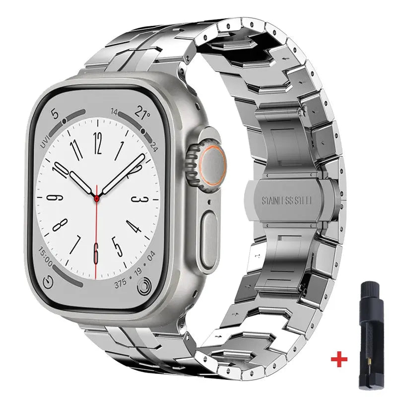 For Apple Watch Band 49mm 45mm 44mm 42mm 41mm 40mm Luxury Stainless Steel Strap Bracelet Iwatch Ultra Series 8 7 Se 3 4 5 6 Band - Pinnacle Luxuries