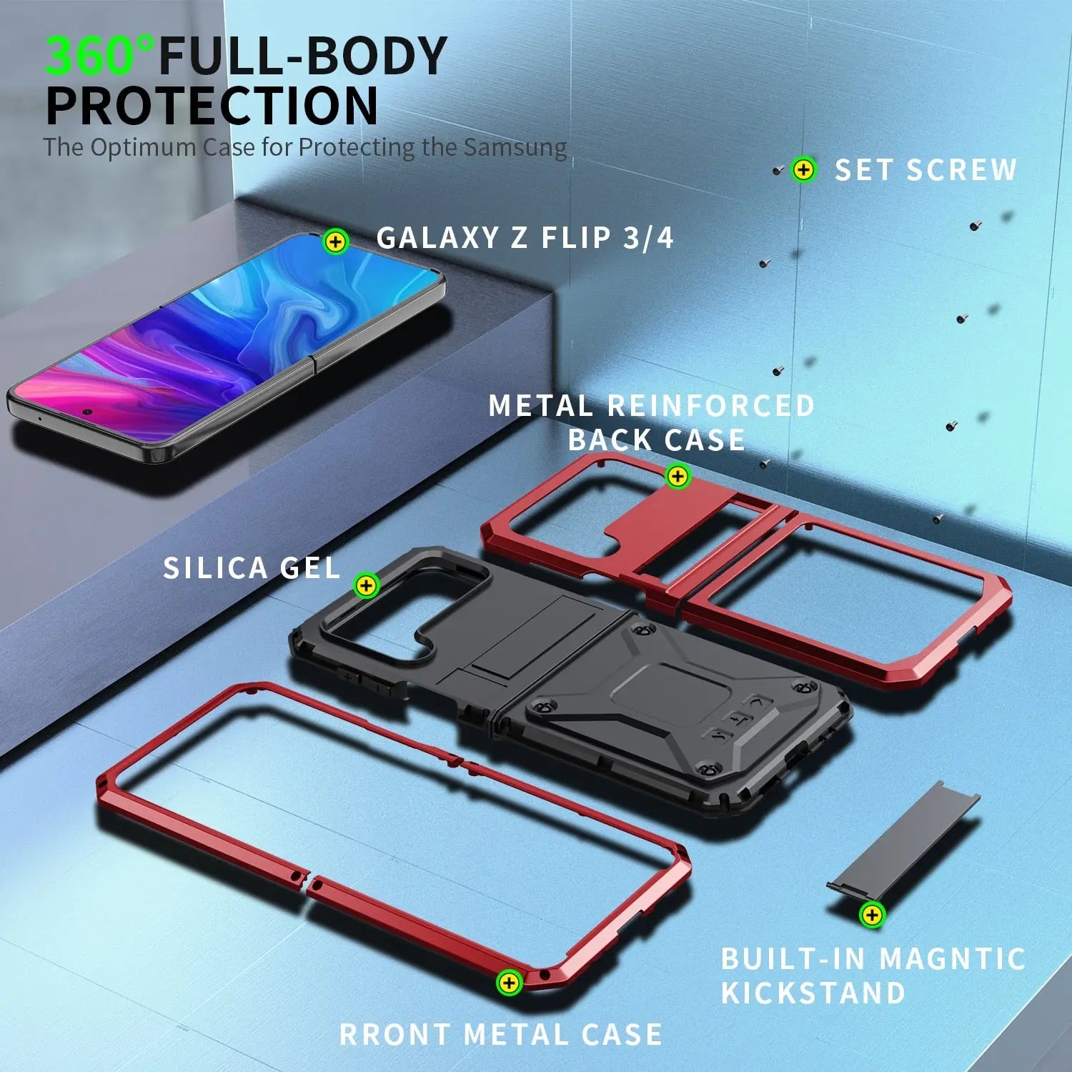 Heavy Duty Military Grade Case For Samsung Galaxy Z Flip 3 Flip 4 - Pinnacle Luxuries