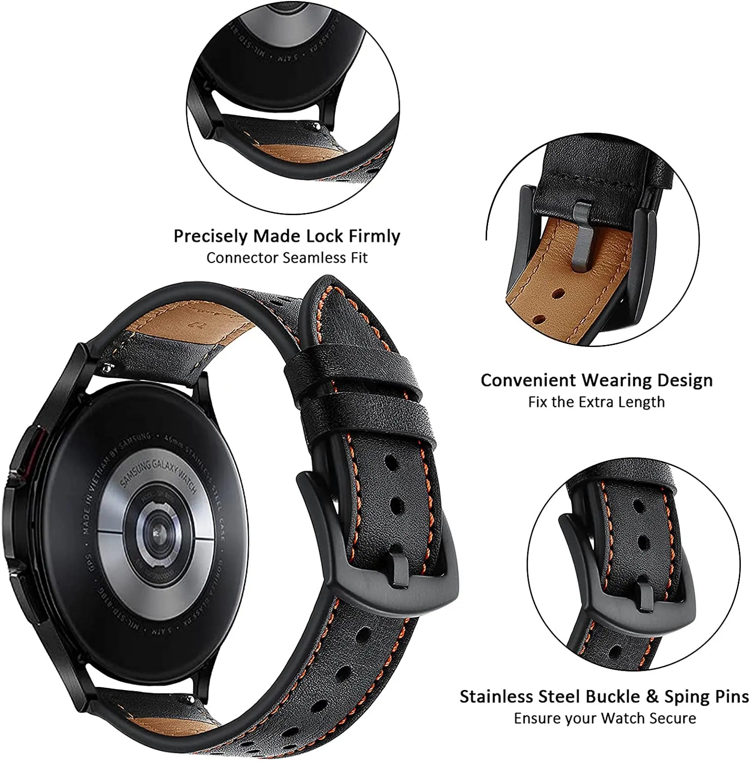 Custom Leather Band For Samsung Galaxy Watch 5 / Watch 4 - Pinnacle Luxuries