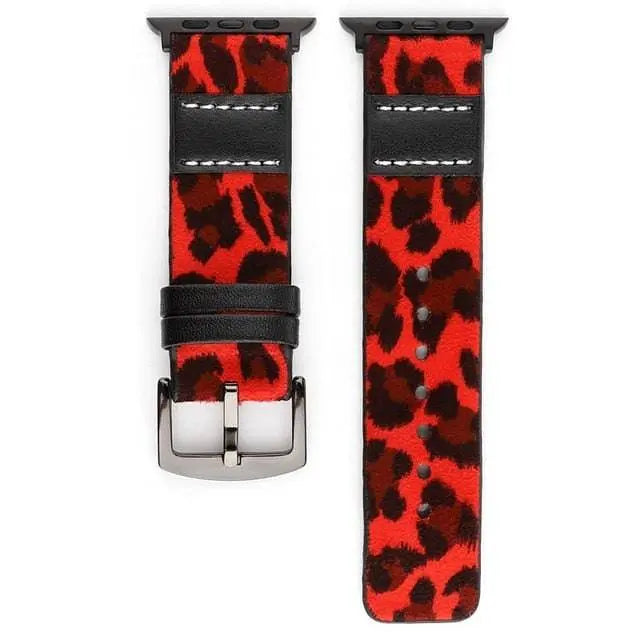 Custom Genuine Leather Leopard Women's Apple Watch Band - Pinnacle Luxuries