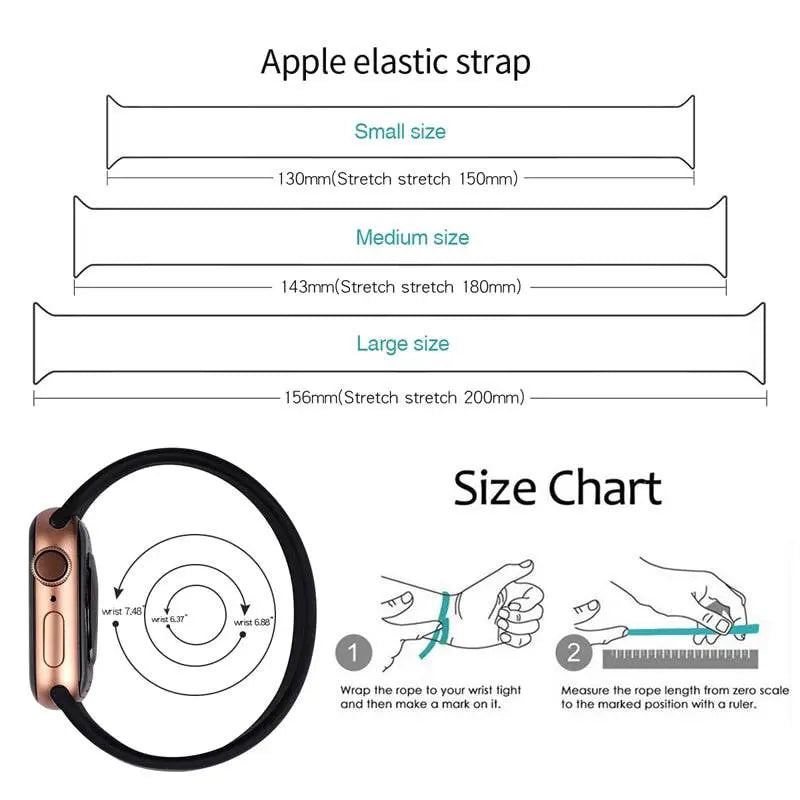 Apple Watch SE Series 1/2/3/4/5/6 Elastic Stretch No Buckle Silicone Loop Band - Pinnacle Luxuries