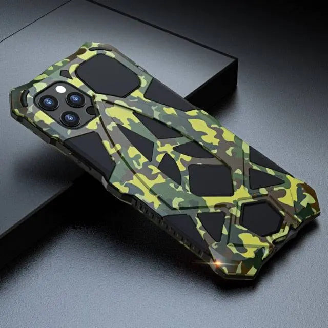 Miltary Grade Camo Metal Armor Case For iPhone 12 Pro Max 12 Mini - Pinnacle Luxuries